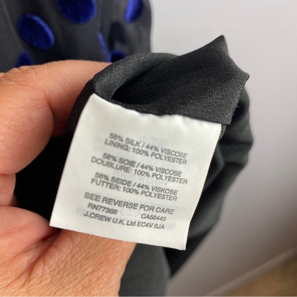 J. Crew Black Blue Polka Dot Sleeveless Silk Blend Dress Size 10 - Picture 12 of 13